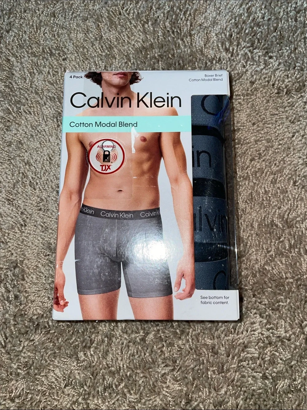 NWT4 pack Calvin Klein Cotton modal Boxer Briefs - Black with gray waistband